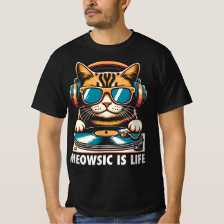 ミュージックは猫生 Tシャツ