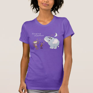 ミュージックアニマル - 「一緒に歌おう」パープルの女性用 Tシャツ