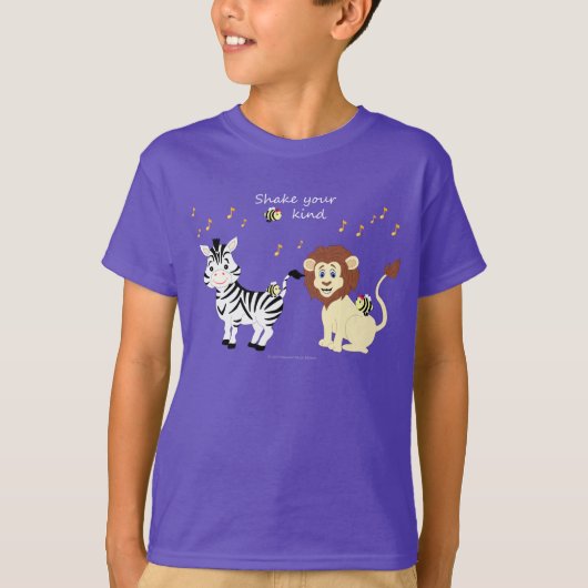 ミュージックアニマル - "Shake Your Bee-Kind" キッズ Tシャツ (正面)