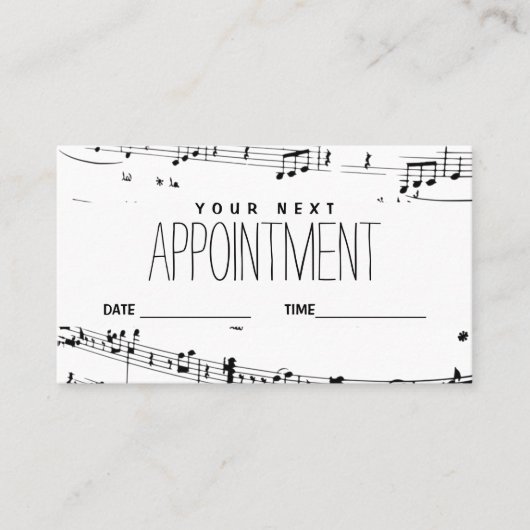 ミュージックアポイントメントの通知カード次回の訪問 名刺 (正面)