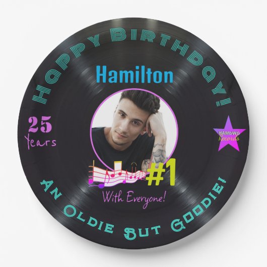 ミュージックアルバム誕生日紙プレート- HAMbWG ペーパープレート (正面)
