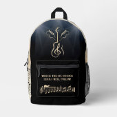 ミュージックアーティストブラック&タンギターバックパック プリントバックパック (正面)