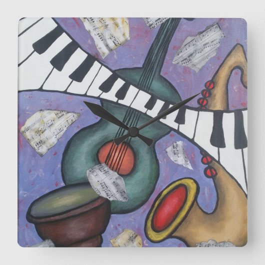 ミュージックアートの壁掛け時計 スクエア壁時計 (正面)