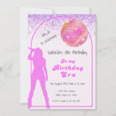 ミュージックインマイ誕生日エラピンク誕生日 招待状 (正面)