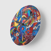 ミュージックウォールクロックミュージカル楽器 カラフル ラウンド壁時計 (傾斜)