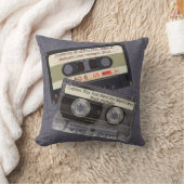 ミュージックカセットミクステープレトロダークデニムブルージーンズ クッション (ブランケット)