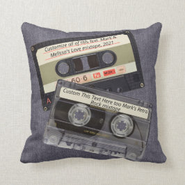 ミュージックカセットミクステープレトロダークデニムブルージーンズ クッション