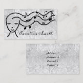 ミュージックガールフェイクオンシルバーシークインデザイン 名刺 (正面/裏面)