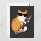 ミュージックキャットサングラスバソニストミュージシャンバソーン ポストカード (正面/裏面)