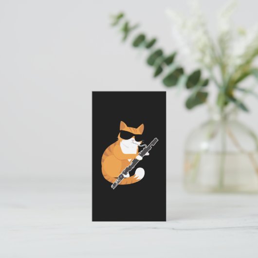 ミュージックキャットサングラスバソニストミュージシャンバソーン 名刺 (スタンド正面)