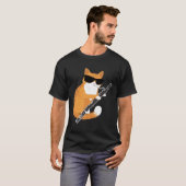 ミュージックキャットサングラスバソニストミュージシャンバソーン Tシャツ (正面フル)