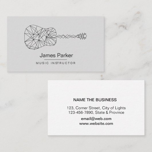 ミュージックギターインストラクターロゴミニマルミュージシャン 名刺 (正面/裏面)