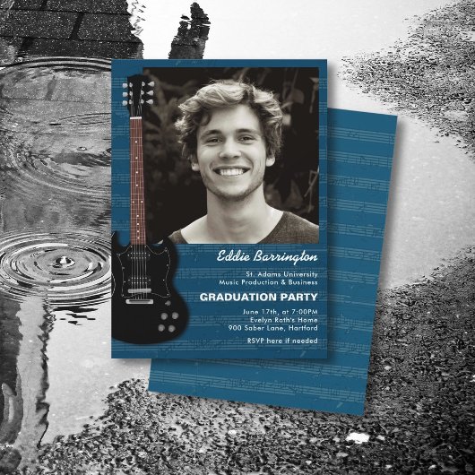 ミュージックギターフォト卒業パーティー招待状 招待状