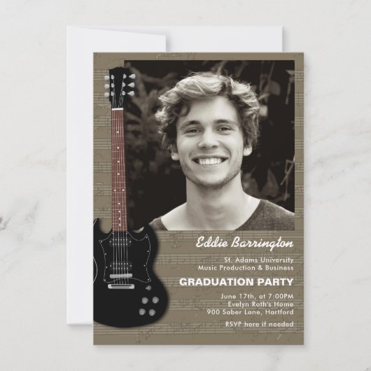 ミュージックギターフォト卒業パーティー招待状 招待状 (正面)