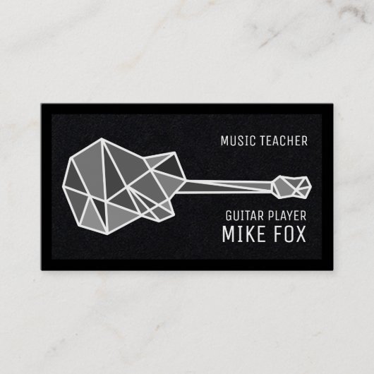 ミュージックギター先生ブラックビジネスカード 名刺 (正面)