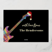 ミュージッククリスマスギターハッピーホリデーズブラック金ゴールド 箔シーズンカード (裏面)