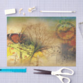 ミュージッククロック蝶デコページティッシュペーパー 薄葉紙 (クラフト)