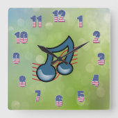 ミュージックサイン時計 スクエア壁時計 (正面)