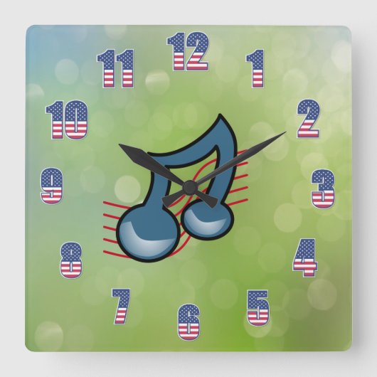 ミュージックサイン時計 スクエア壁時計 (正面)