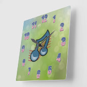 ミュージックサイン時計 スクエア壁時計 (傾斜)