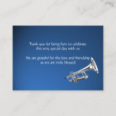 ミュージックシルバートランペットバー（ユダヤ教の）バル・ミツバーシーティングカード プレイスカード (裏面)