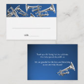 ミュージックシルバートランペットバー（ユダヤ教の）バル・ミツバーシーティングカード プレイスカード (正面/裏面)