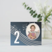 ミュージックシルバーブルーフォトテーブル番号 ポストカード (スタンド正面)