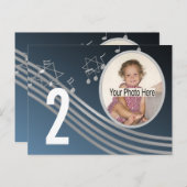 ミュージックシルバーブルーフォトテーブル番号 ポストカード (正面/裏面)