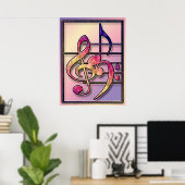 ミュージックシンボル2プリント ポスター (ホームオフィス)