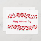 ミュージックシート赤いハートバレンタインデー ポストカード (正面/裏面)