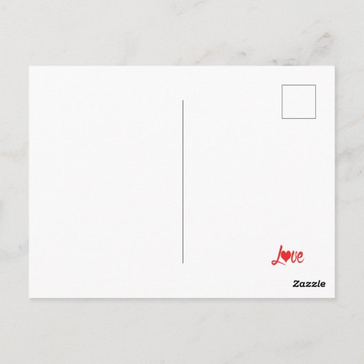 ミュージックシート赤いハートバレンタインデー ポストカード (裏面)