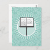 ミュージックスタンドおもしろいターコイズ旋回ミュージシャン ポストカード (正面/裏面)