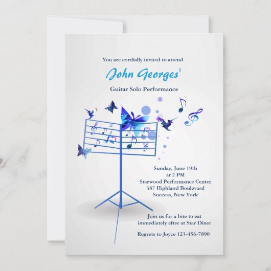 ミュージックスタンド ブルー ご招待状 招待状 (正面)