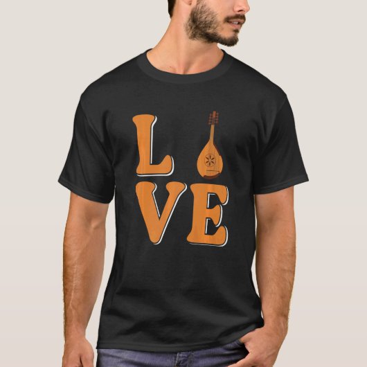 ミュージックストリング楽器ラブマンドリン Tシャツ (正面)