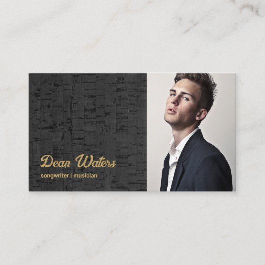 ミュージックソングライターミュージシャンフォトレトロ 素朴 名刺 (正面)