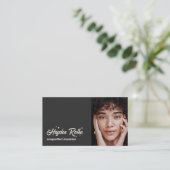 ミュージックソングライター黒写真QRコード 名刺 (スタンド正面)