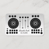 ミュージックターンテーブルブラックとシルバーホワイトDJプレーヤー  名刺 (正面)