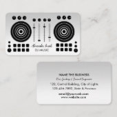 ミュージックターンテーブルブラックとシルバーホワイトDJプレーヤー  名刺 (正面/裏面)