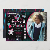 ミュージックダンスパーティーフォト誕生日招待状 招待状 (正面/裏面)