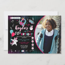 ミュージックダンスパーティーフォト誕生日招待状