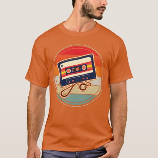 ミュージックテープカセット 80年代 90年代 レトロ ファミリー Tシャツ (正面)
