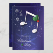 ミュージックテーマクリスマスパーティの招待状 招待状 (正面/裏面)