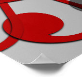 ミュージックトレブルクレフ、 音符記号抽象芸術グレーレッドとブラック ポスター (角)