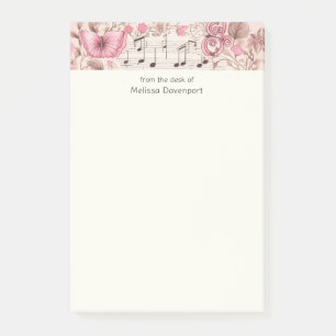 ミュージックノートとバタフライレトロスタイル ポストイット