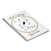 ミュージックノートとパーソナライズ文字 ノートブック (右側)