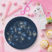 ミュージックノートとホリデーライト ペーパープレート (パーティー)