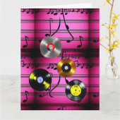 ミュージックノートとレコード カード (黄色い花)