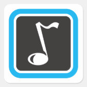 ミュージックノートはっきりしたミニマルミュージカル記号 スクエアシール (正面)