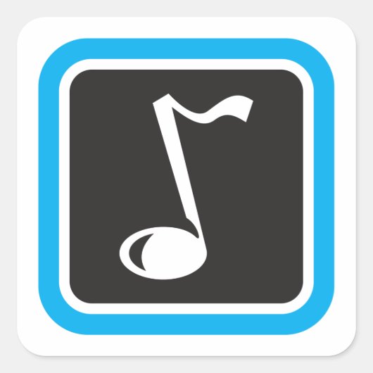 ミュージックノートはっきりしたミニマルミュージカル記号 スクエアシール (正面)