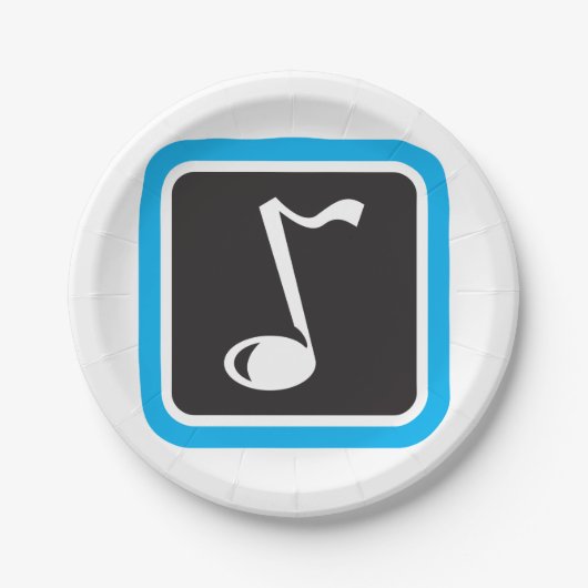 ミュージックノートはっきりしたミニマルミュージカル記号 ペーパープレート (正面)